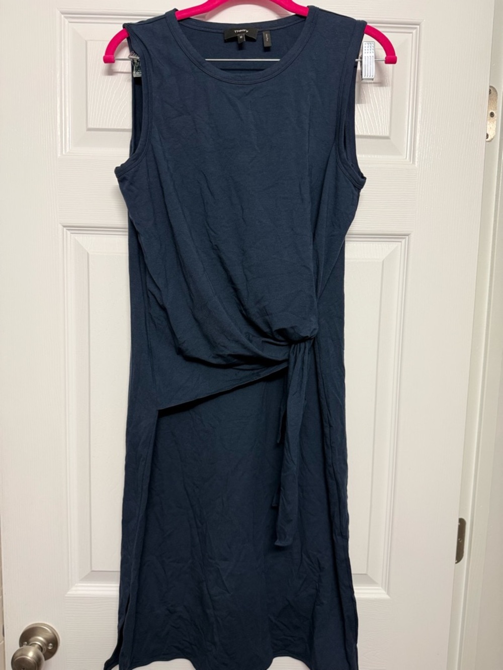 Theory Doroteak Ranwire Dress Women’s Medium Navy Blue Sleeveless Tie Front